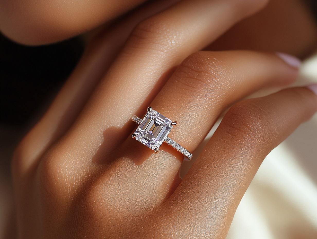 emerald cut moissanite engagement rings