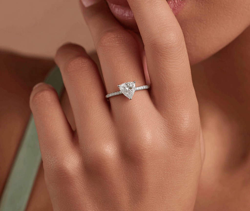 trillion cut triangle engagement rings