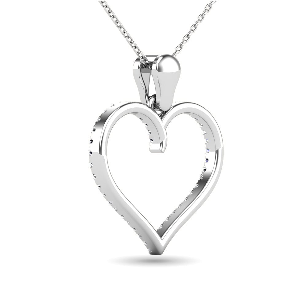10K White Gold 1/6 CTW Diamond Heart Pendant - Balacia