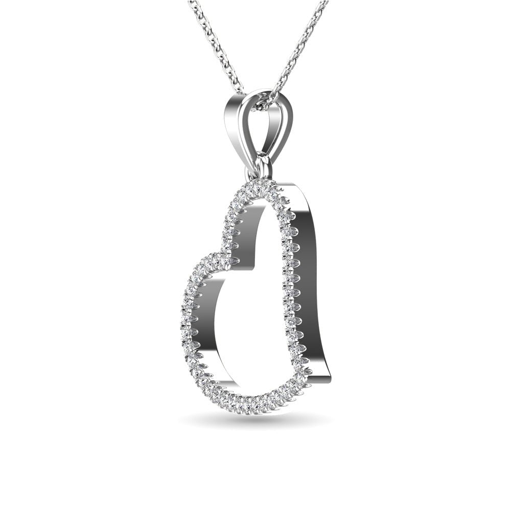 14k White Gold 1/6 CTW Diamond Heart Pendant - Balacia