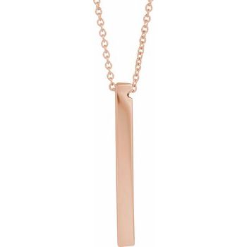 14K Engravable Three Sided Bar 16-18&quot; Necklace