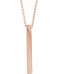 14K Engravable Three Sided Bar 16-18" Necklace