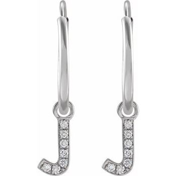 14K .025 CTW Natural Diamond Single Initial J Hoop Earring - Balacia