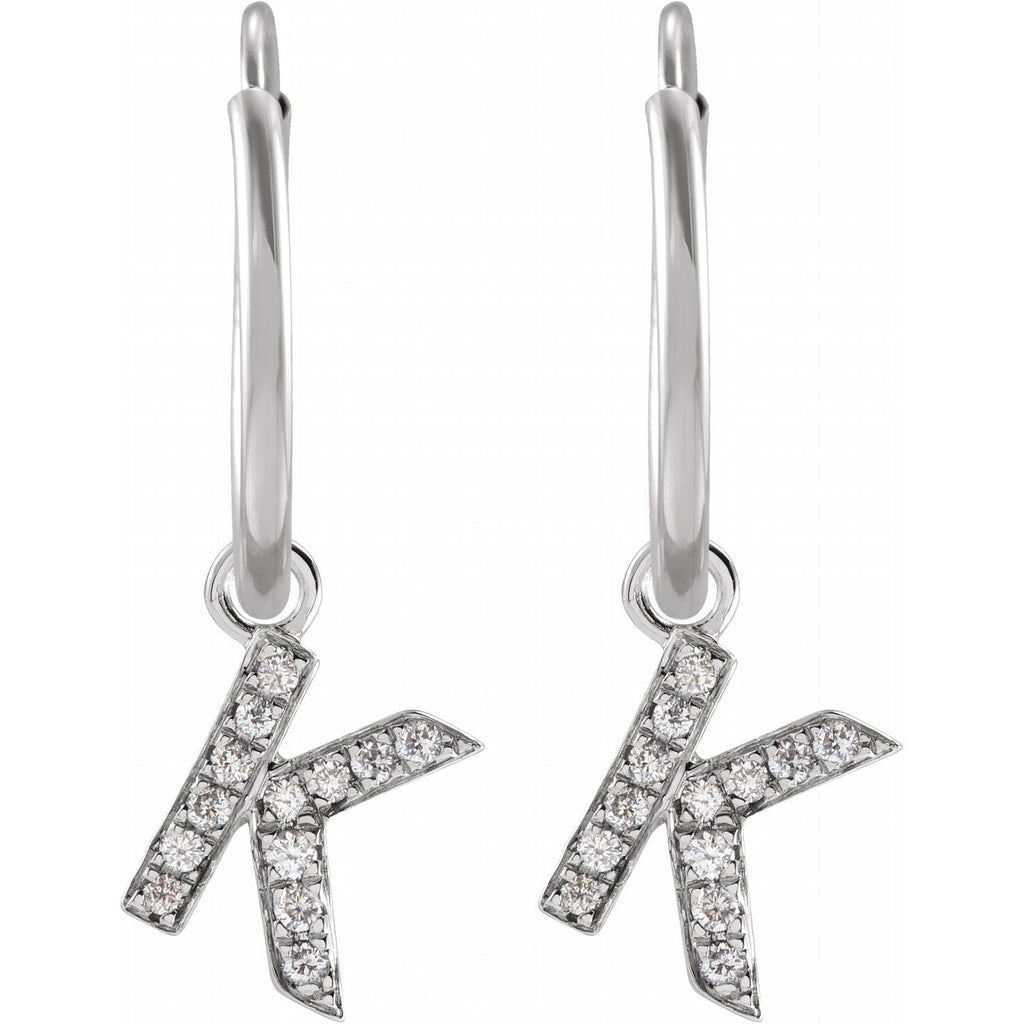14K .03 CTW Natural Diamond Single Initial K Hoop Earring - Balacia