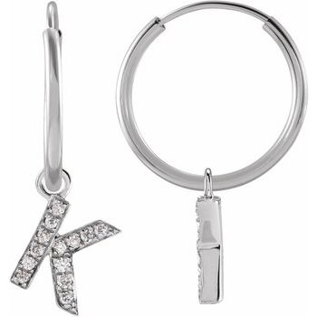 14K .03 CTW Natural Diamond Single Initial K Hoop Earring - Balacia