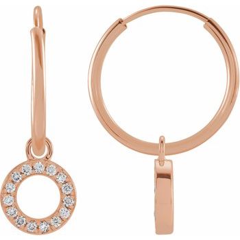 14K .04 CTW Natural Diamond Single Initial O Hoop Earring - Balacia