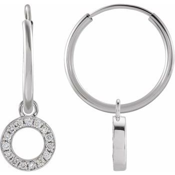 14K .04 CTW Natural Diamond Single Initial O Hoop Earring - Balacia