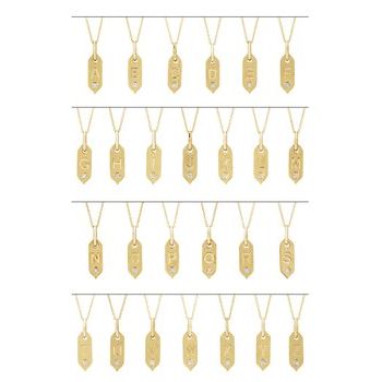 14K .05 CT Natural Diamond Initial A 16 - 18" Necklace - Balacia