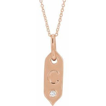 14K .05 CT Natural Diamond Initial C 16 - 18" Necklace - Balacia
