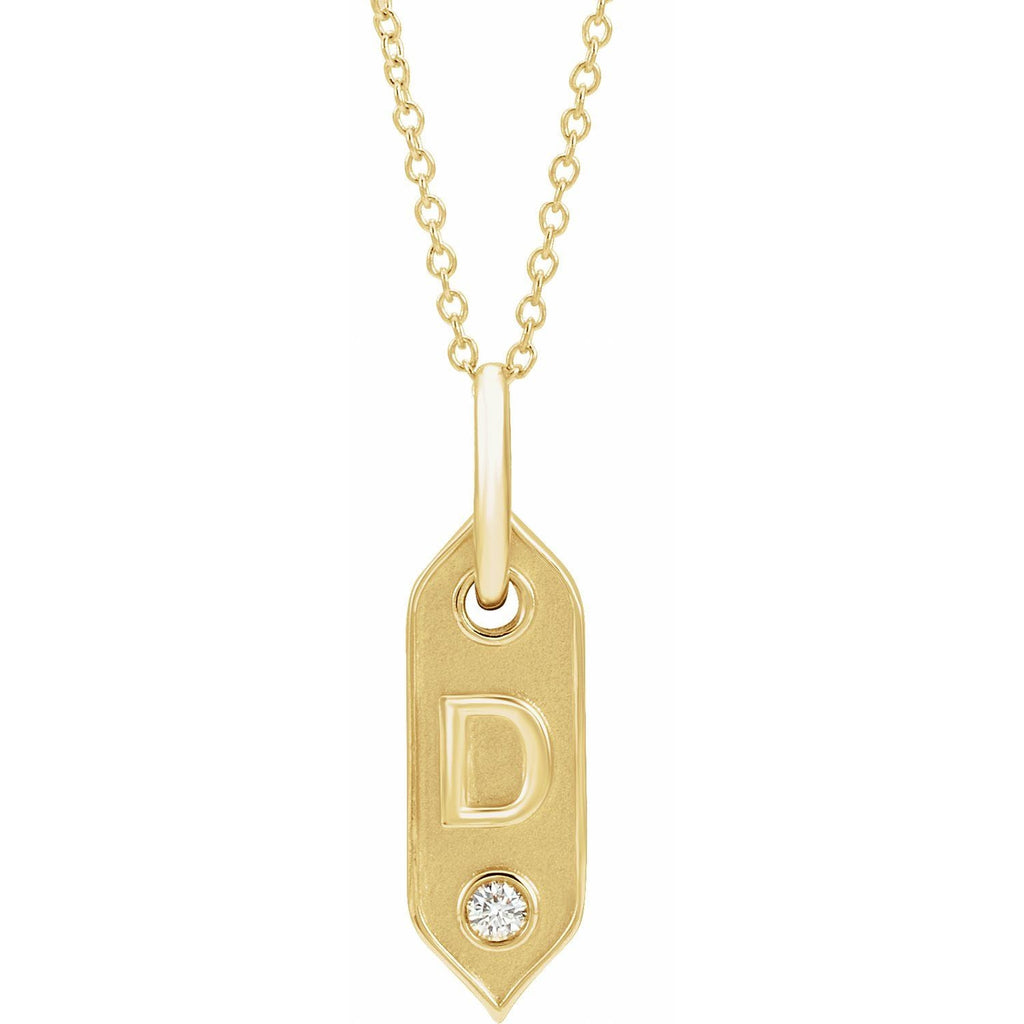 14K .05 CT Natural Diamond Initial D 16 - 18" Necklace - Balacia