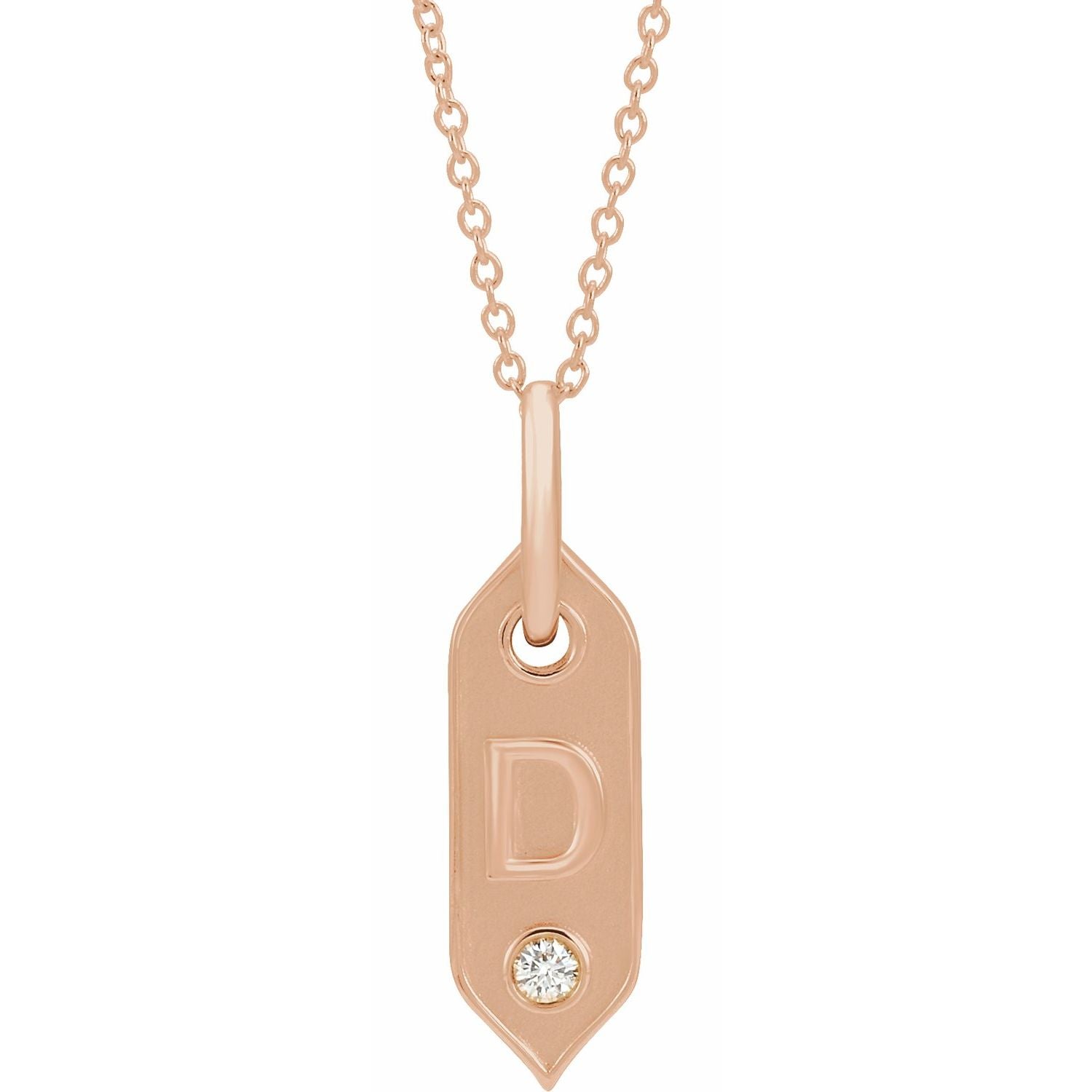 14K .05 CT Natural Diamond Initial D 16 - 18" Necklace - Balacia