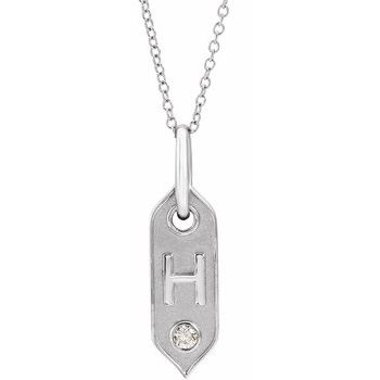 14K .05 CT Natural Diamond Initial H 16 - 18" Necklace - Balacia