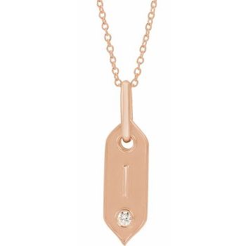 14K .05 CT Natural Diamond Initial I 16 - 18" Necklace - Balacia