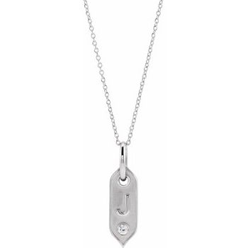 14K .05 CT Natural Diamond Initial J 16 - 18" Necklace - Balacia