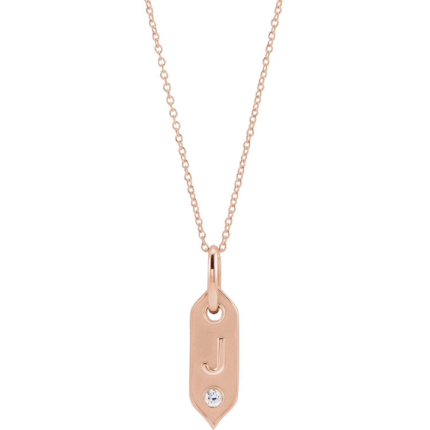 14K .05 CT Natural Diamond Initial J 16 - 18" Necklace - Balacia