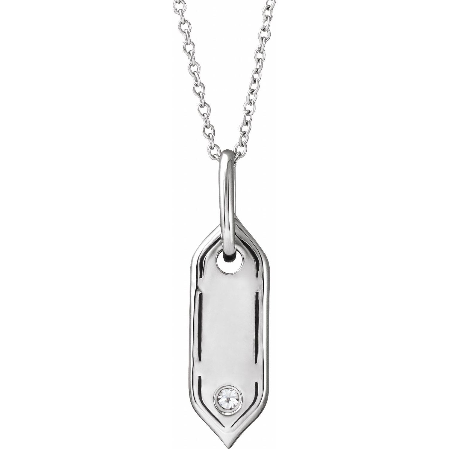 14K .05 CT Natural Diamond Initial V 16 - 18" Necklace - Balacia