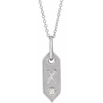 14K .05 CT Natural Diamond Initial X 16 - 18" Necklace - Balacia