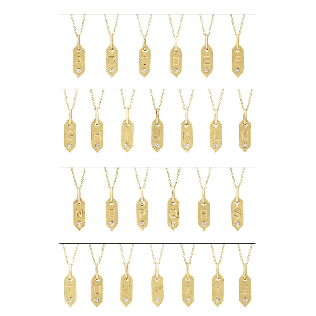 14K .05 CT Natural Diamond Initial Y 16 - 18" Necklace - Balacia