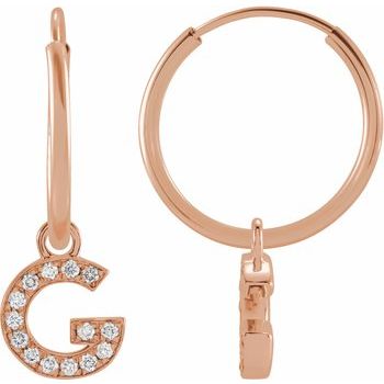 14K .05 CTW Natural Diamond Single Initial G Hoop Earring - Balacia