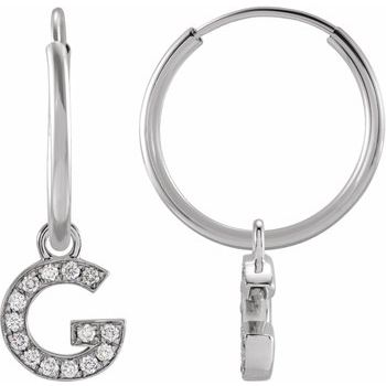 14K .05 CTW Natural Diamond Single Initial G Hoop Earring - Balacia