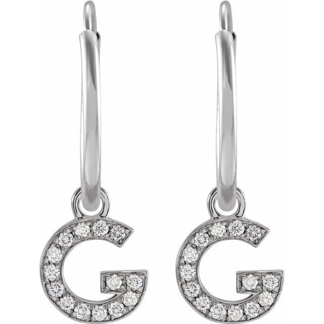 14K .05 CTW Natural Diamond Single Initial G Hoop Earring - Balacia