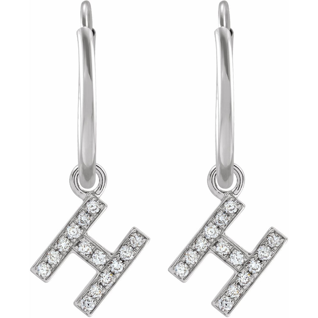 14K .05 CTW Natural Diamond Single Initial H Hoop Earring - Balacia