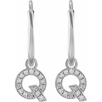 14K .05 CTW Natural Diamond Single Initial Q Hoop Earring - Balacia