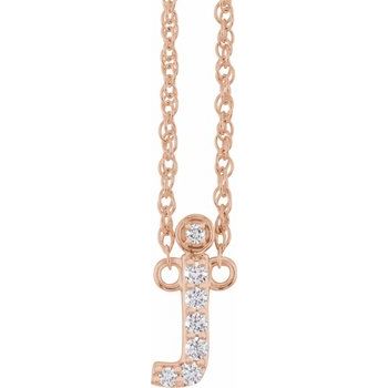 14K .06 CTW Natural Diamond Lowercase Initial J 16" Necklace - Balacia