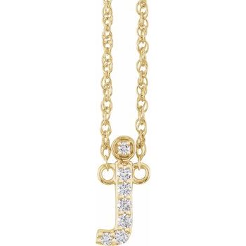 14K .06 CTW Natural Diamond Lowercase Initial J 16" Necklace - Balacia