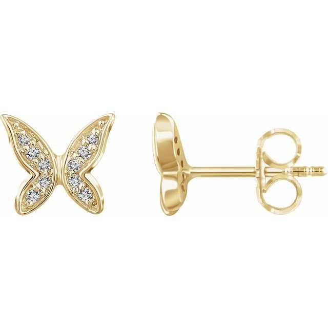 14K .07 CTW Diamond Butterfly Earrings - Balacia