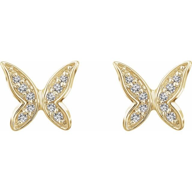14K .07 CTW Diamond Butterfly Earrings - Balacia