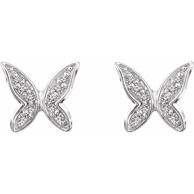14K .07 CTW Diamond Butterfly Earrings - Balacia