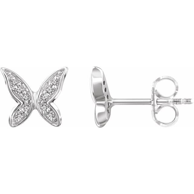 14K .07 CTW Diamond Butterfly Earrings - Balacia