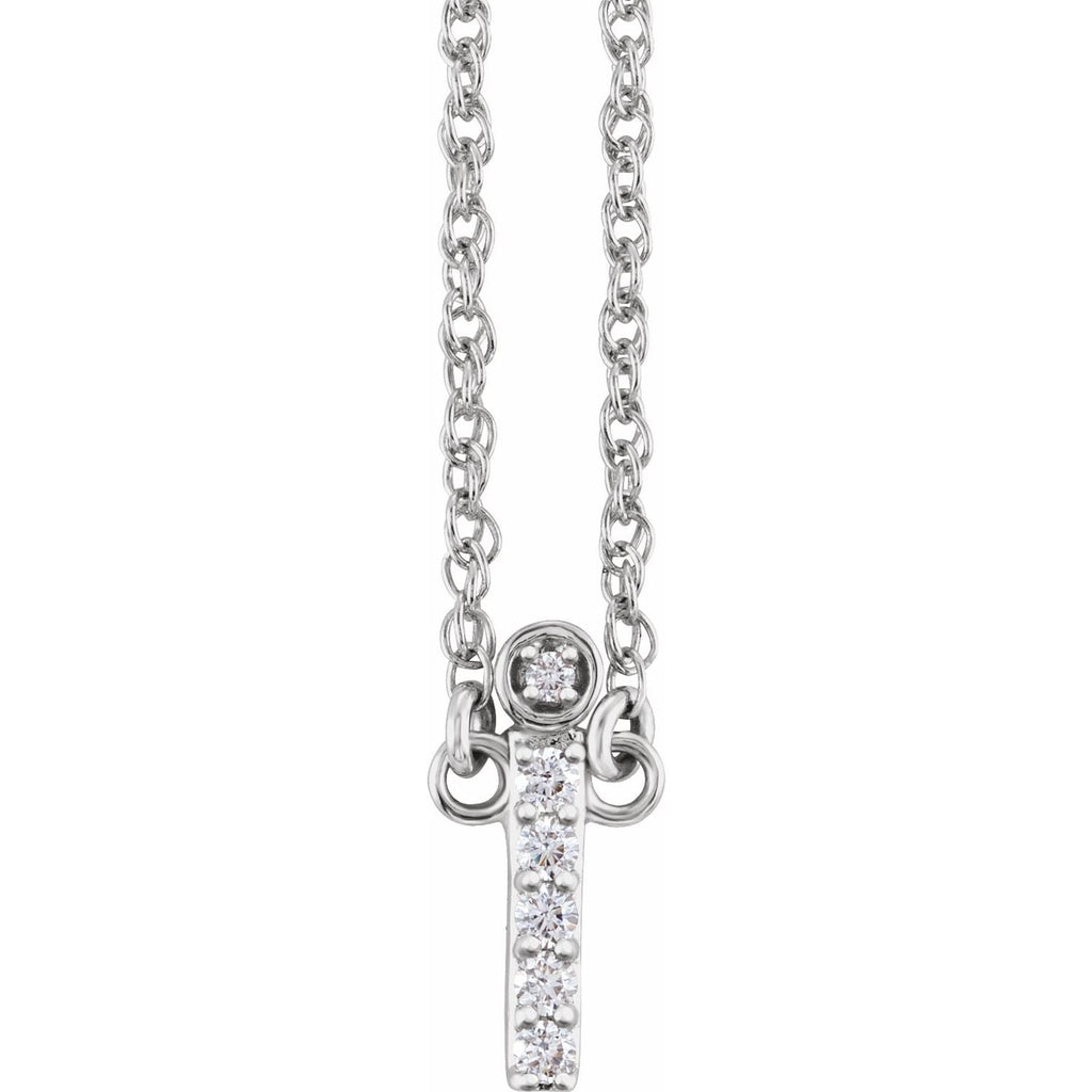 14K .07 CTW Natural Diamond Lowercase Initial I 16" Necklace - Balacia