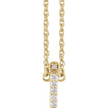 14K .07 CTW Natural Diamond Lowercase Initial I 16" Necklace - Balacia