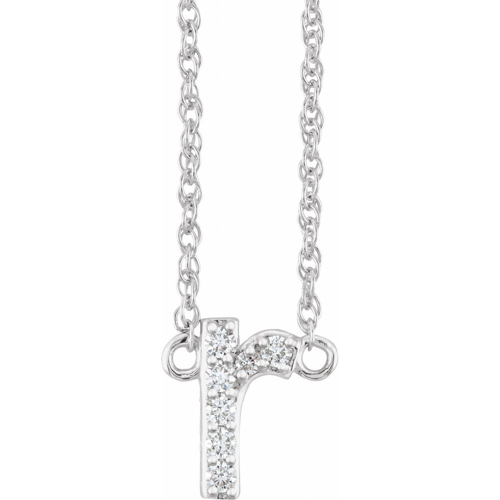 14K .07 CTW Natural Diamond Lowercase Initial R 16" Necklace - Balacia