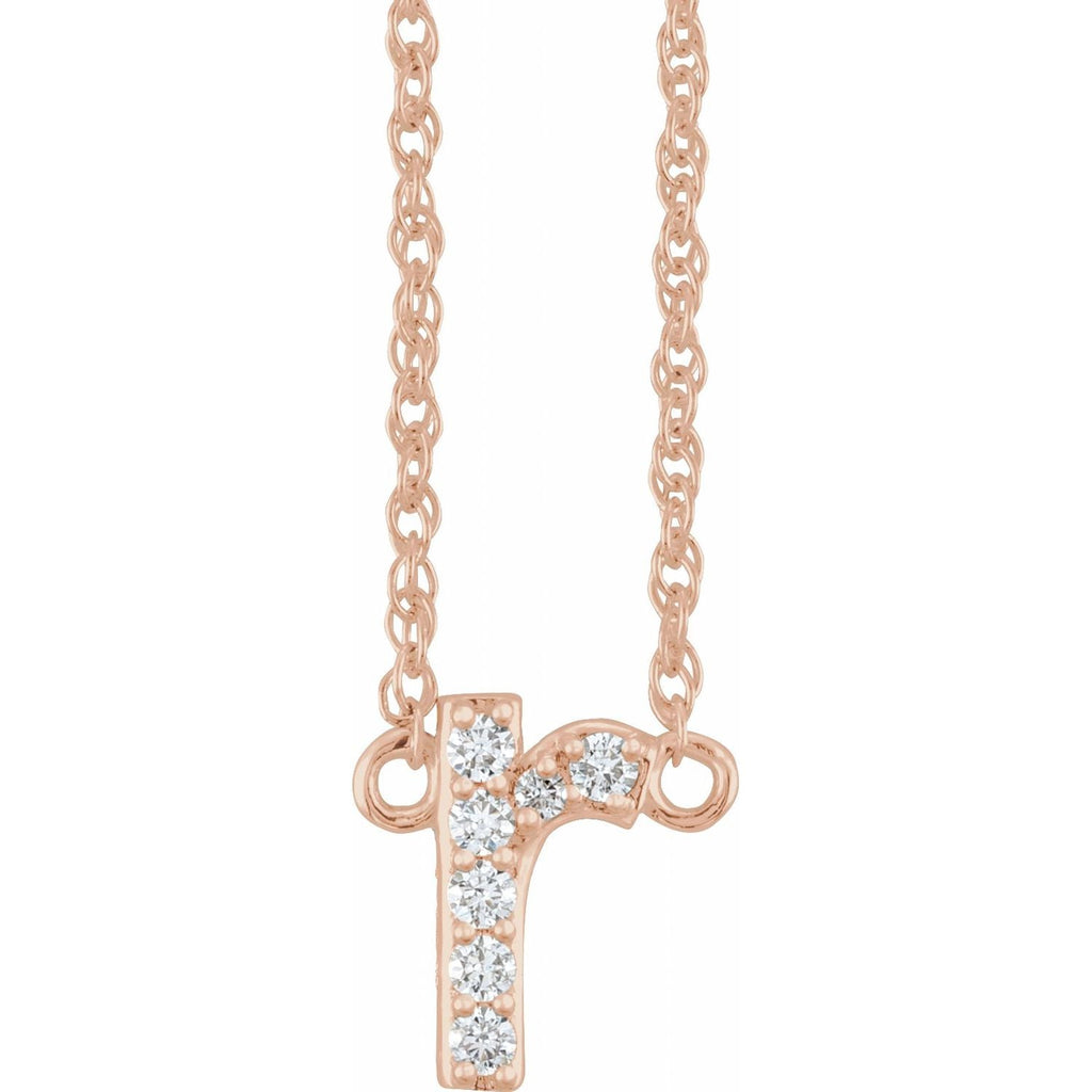 14K .07 CTW Natural Diamond Lowercase Initial R 16" Necklace - Balacia