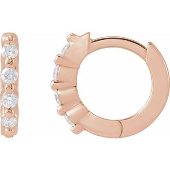 14K 1/10 CTW Natural Diamond 10.74 mm Hinged Hoop Earrings - Balacia