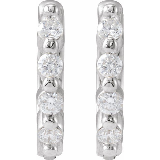 14K 1/10 CTW Natural Diamond 10.74 mm Hinged Hoop Earrings - Balacia