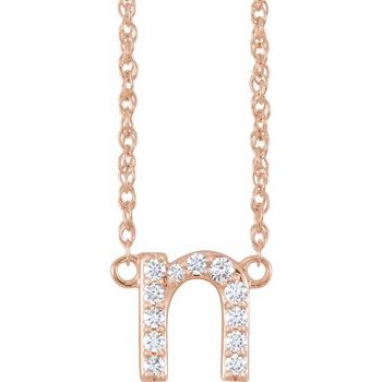 14K 1/10 CTW Natural Diamond Lowercase Initial N 16" Necklace - Balacia