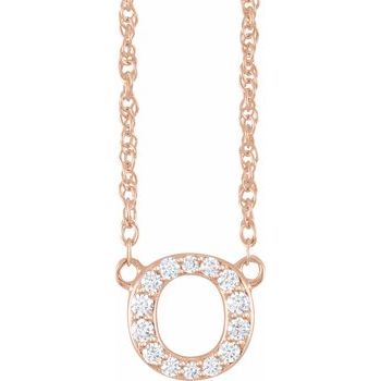 14K 1/10 CTW Natural Diamond Lowercase Initial O 16" Necklace - Balacia