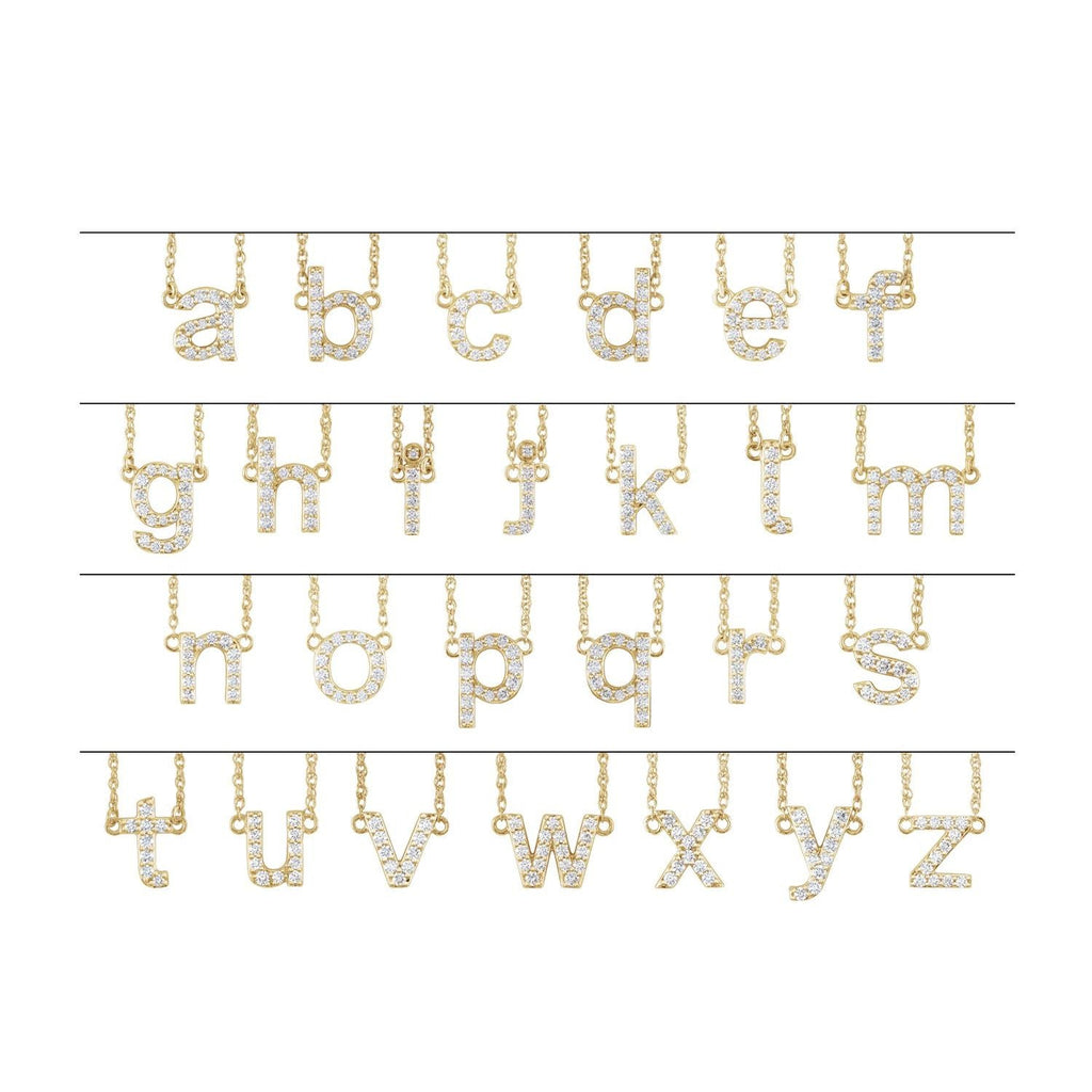 14K 1/10 CTW Natural Diamond Lowercase Initial Z 16" Necklace - Balacia