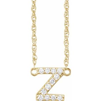 14K 1/10 CTW Natural Diamond Lowercase Initial Z 16" Necklace - Balacia