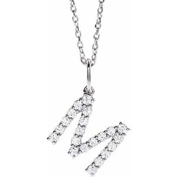 14K 1/3 CTW Lab - Grown Diamond Initial M 16 - 18" Necklace - Balacia