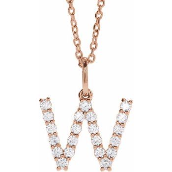 14K 1/3 CTW Lab - Grown Diamond Initial W 16 - 18" Necklace - Balacia