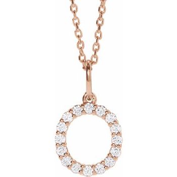 14K 1/4 CTW Lab - Grown Diamond Initial O 16 - 18" Necklace - Balacia