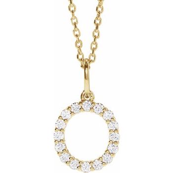 14K 1/4 CTW Lab - Grown Diamond Initial O 16 - 18" Necklace - Balacia