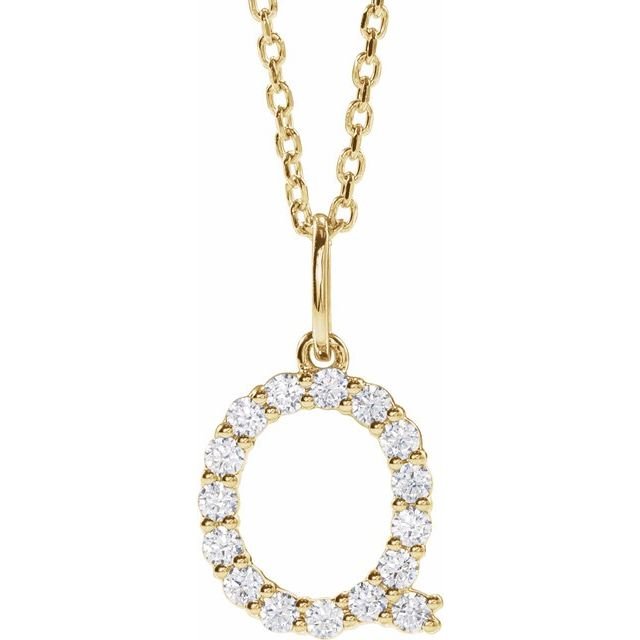 14K 1/4 CTW Lab - Grown Diamond Initial Q 16 - 18" Necklace - Balacia