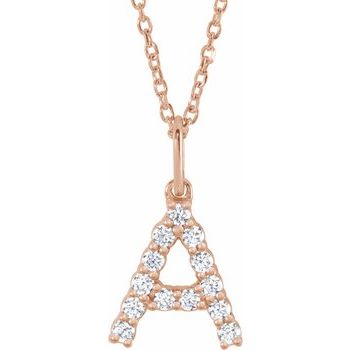 14K 1/5 CTW Lab - Grown Diamond Initial A 16 - 18" Necklace - Balacia