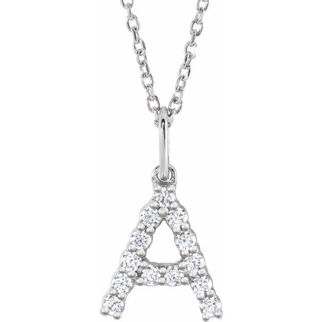 14K 1/5 CTW Lab - Grown Diamond Initial A 16 - 18" Necklace - Balacia